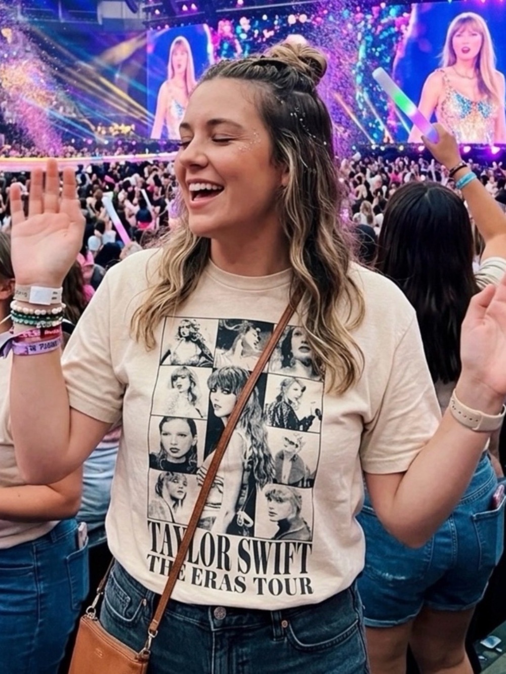 Official Concert Merch Taylor Swift The Eras Tour Graphic Tee - Cream